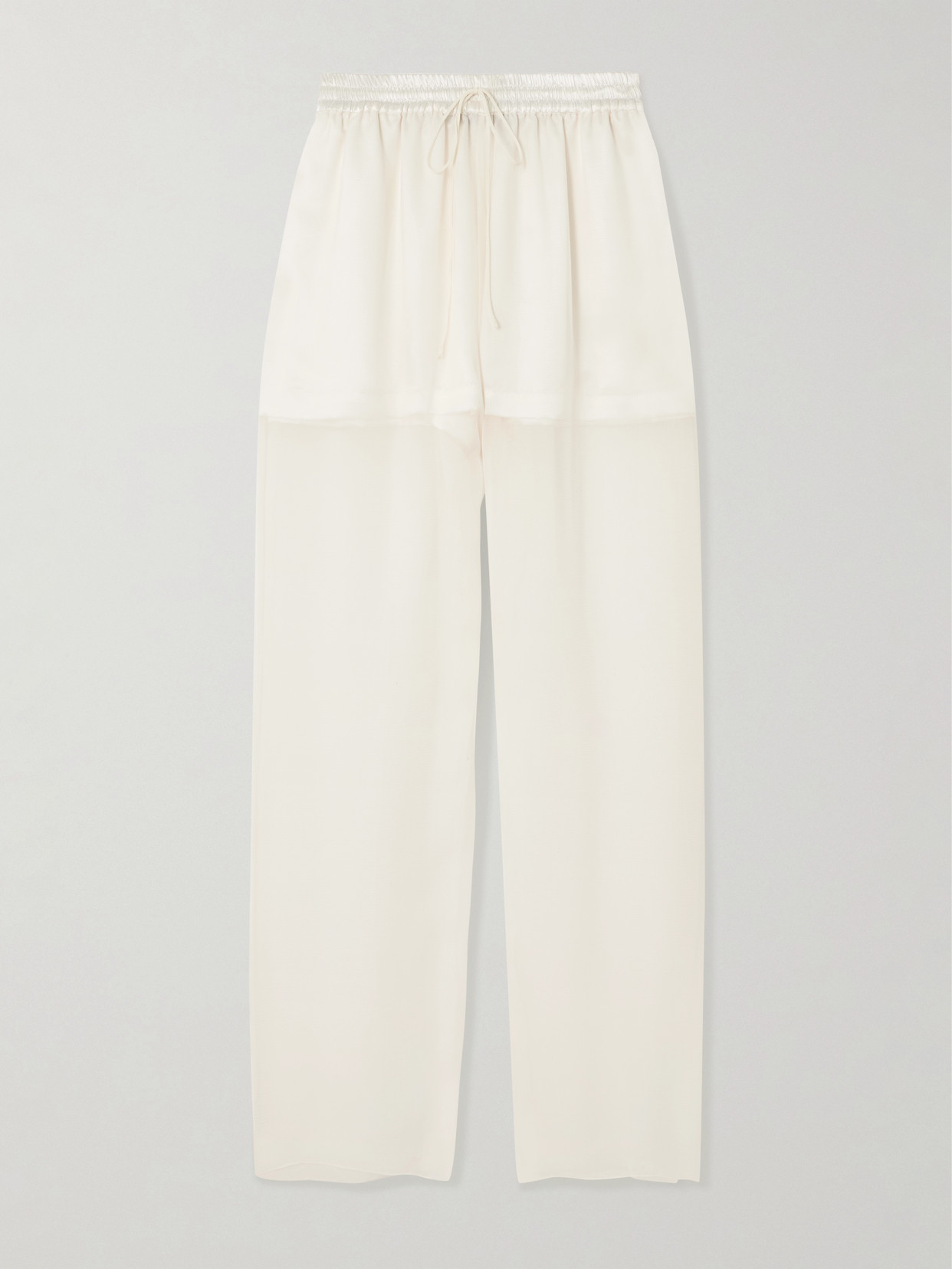 Sharon Wauchob Tuileries Satin-trimmed Silk-tulle Straight-leg Pants In White