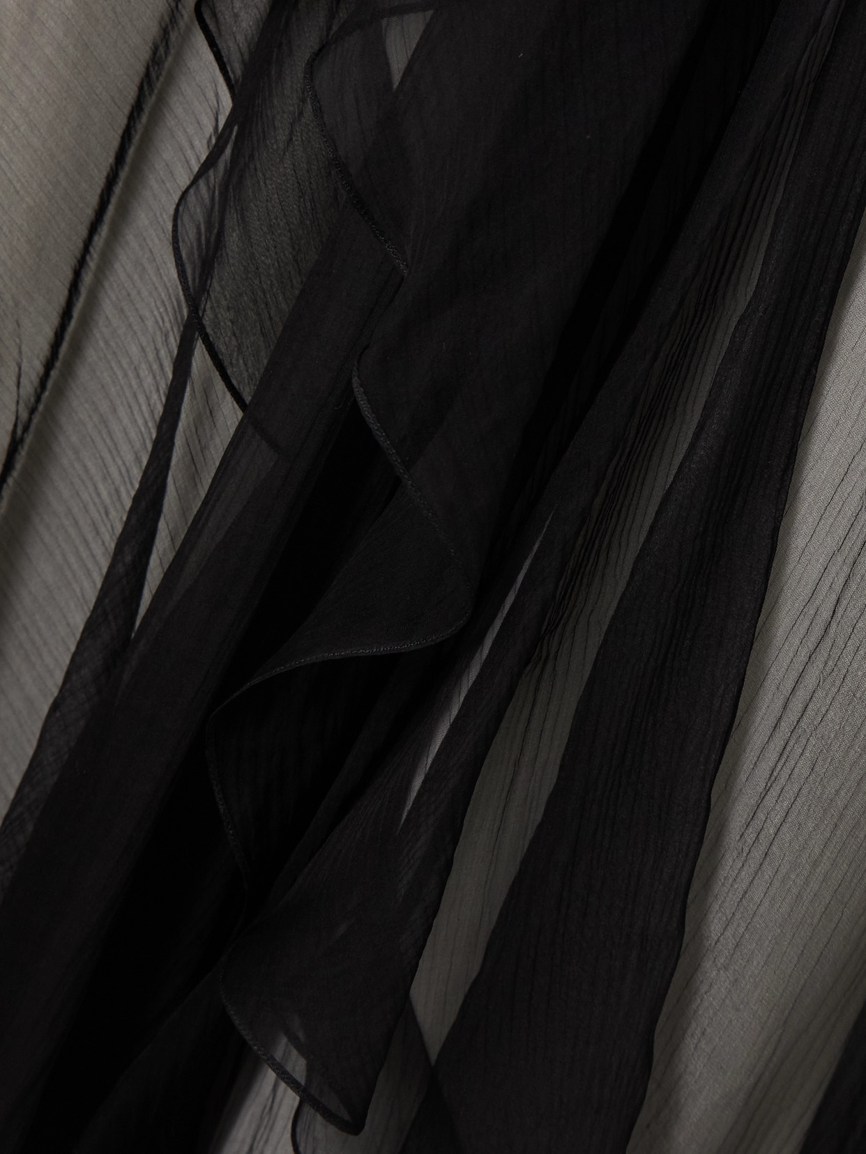 Sharon Wauchob Megara Asymmetric Ruffled Two-tone Silk Crepe De Chine And Crepon Midi Dress In Black