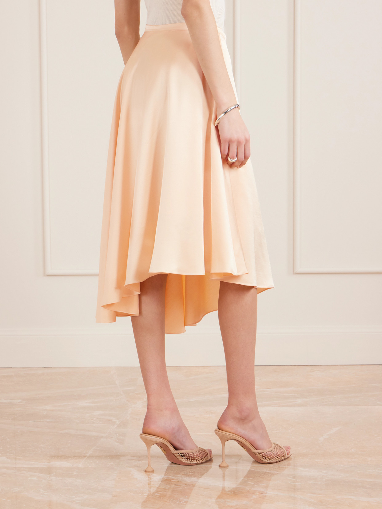 Sharon Wauchob Oly Asymmetric Satin Skirt In White