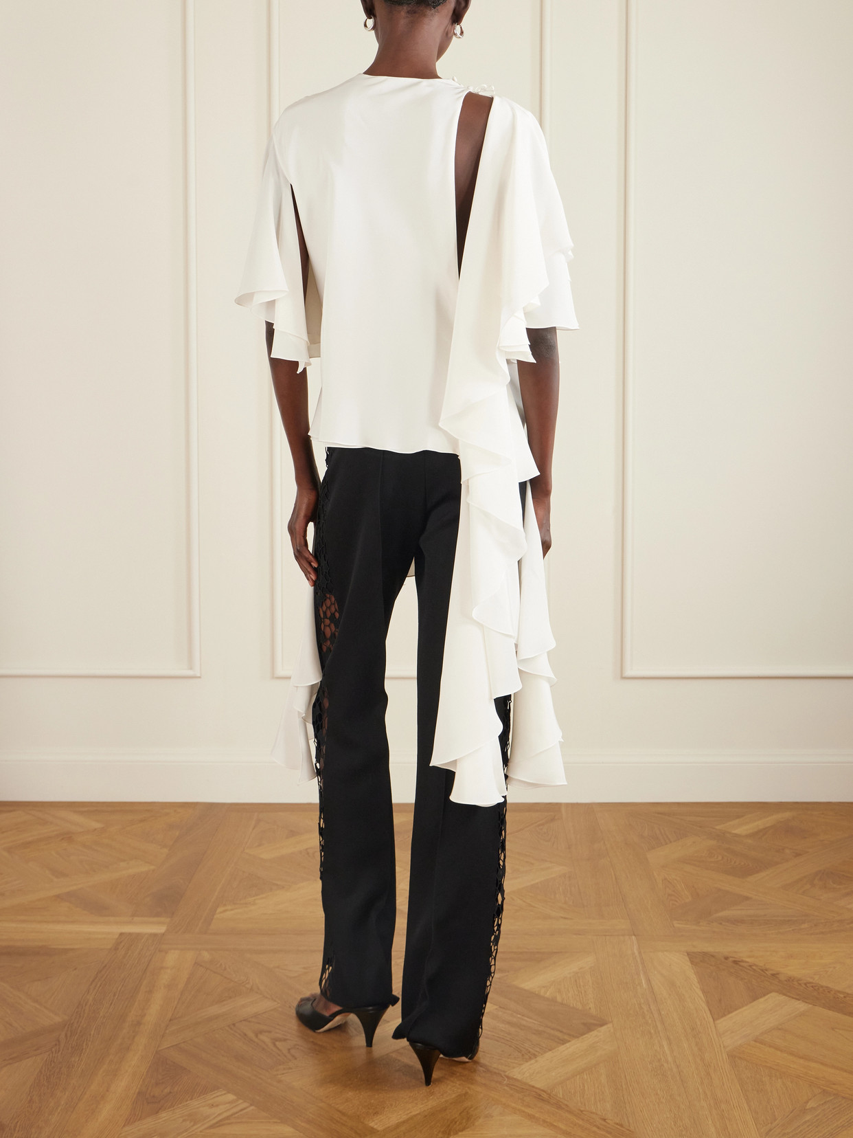 Thea Asymmetric Ruffled Cutout Top