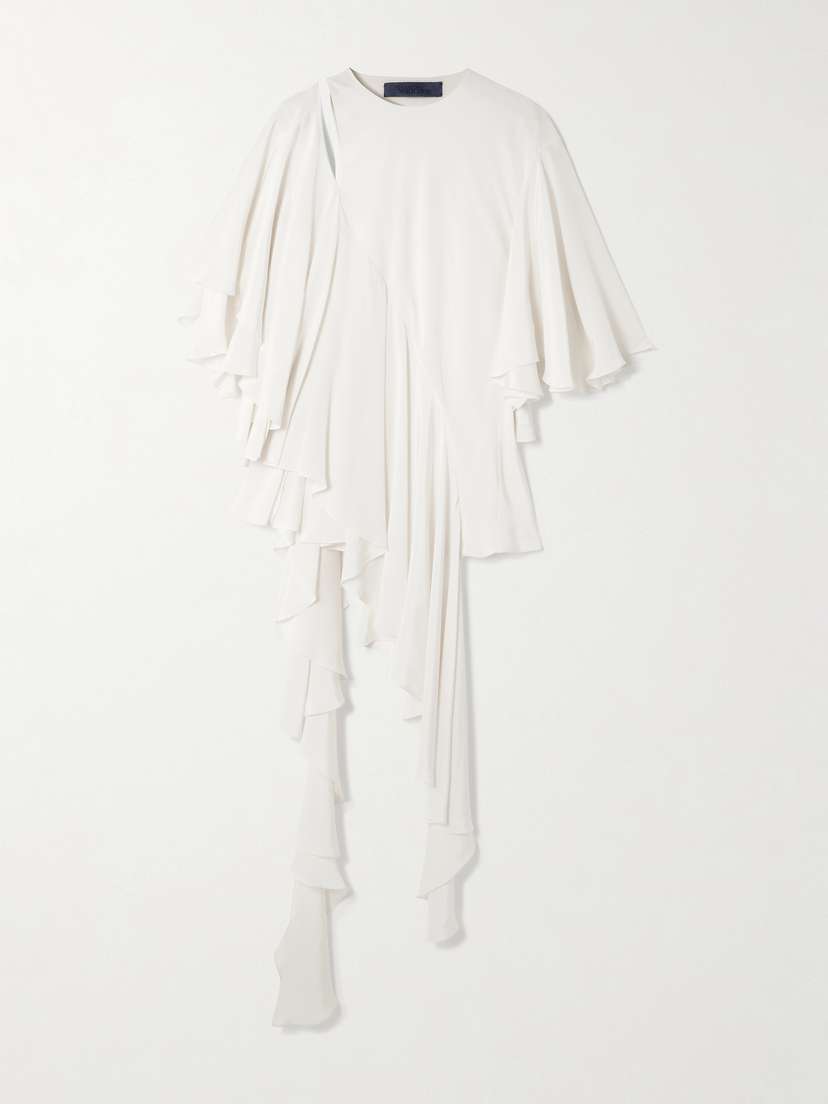 Sharon Wauchob Thea Asymmetric Ruffled Cutout Silk Top