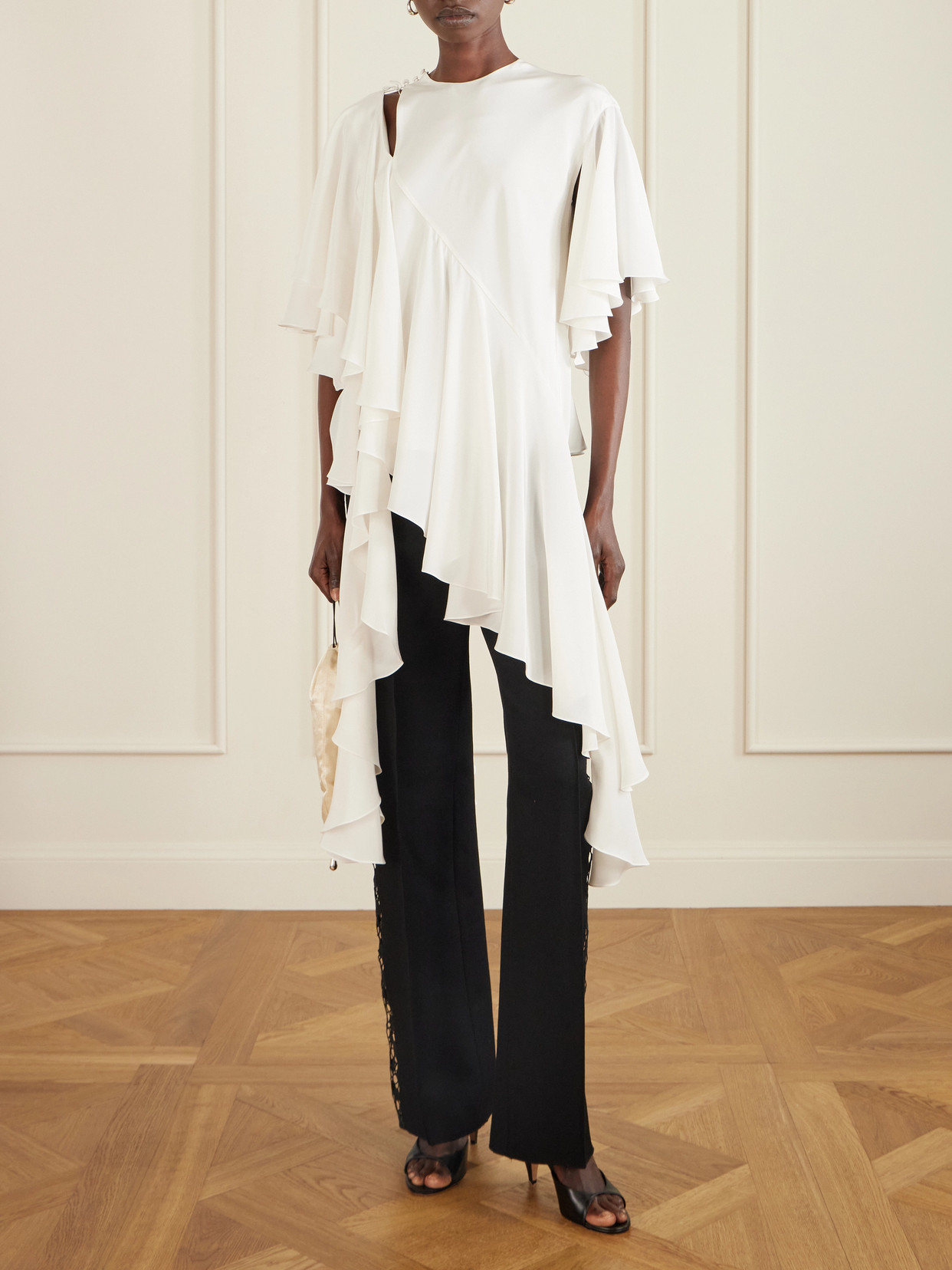 Thea Asymmetric Ruffled Cutout Top