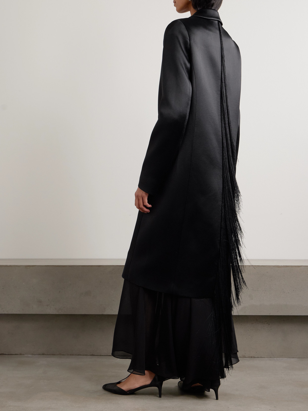 Sharon Wauchob Kara Double-breasted Duchesse-satin Jacket In Black