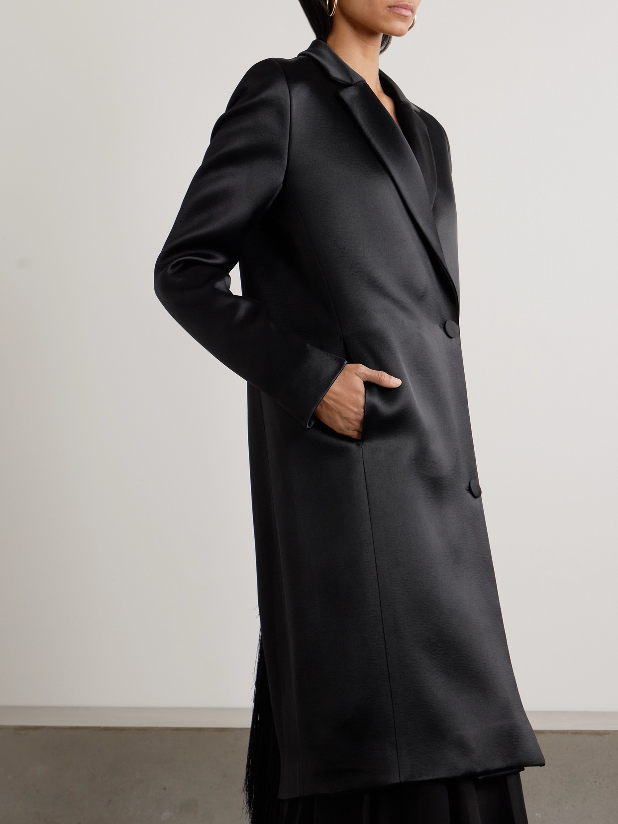 Sharon Wauchob Kara Double-breasted Duchesse-satin Jacket In Black