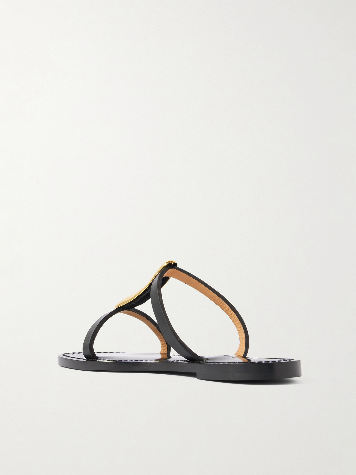 Amanu The Sahara Gold-tone And Leather Sandals In Black