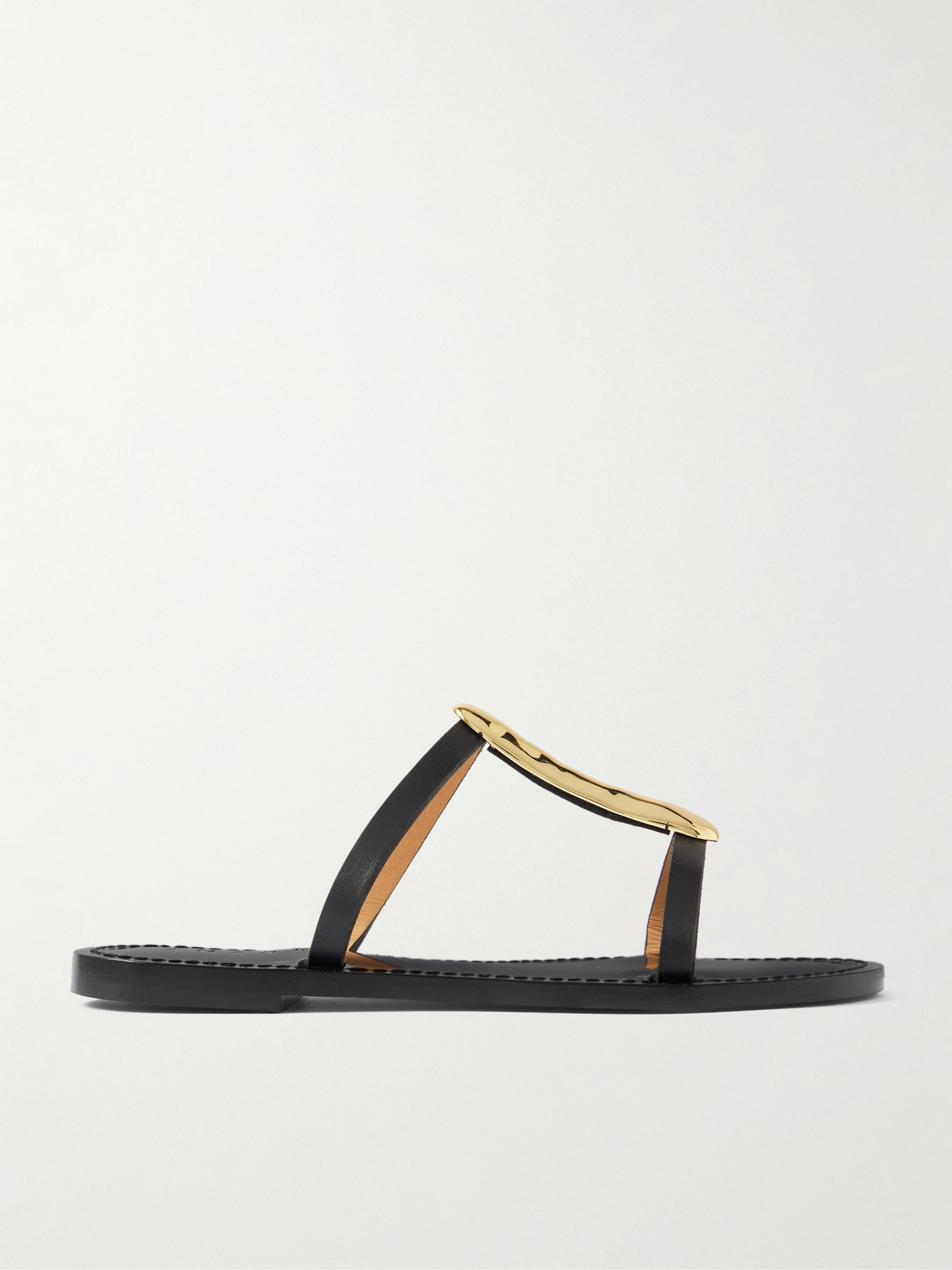 Amanu The Sahara Gold-tone And Leather Sandals In Black