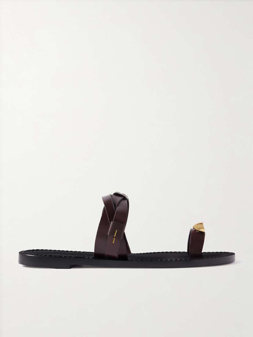 AMANU The Lagos Embellished Woven Leather Sandals