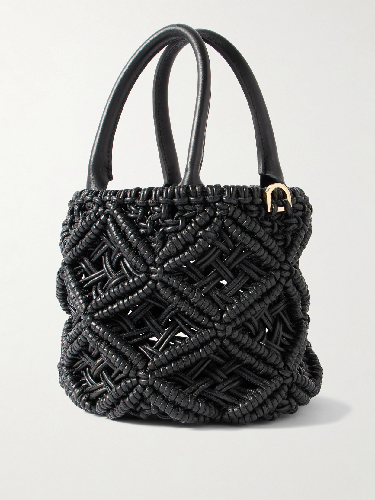 Amanu The Zanzibar Woven Leather Shoulder Bag In Black