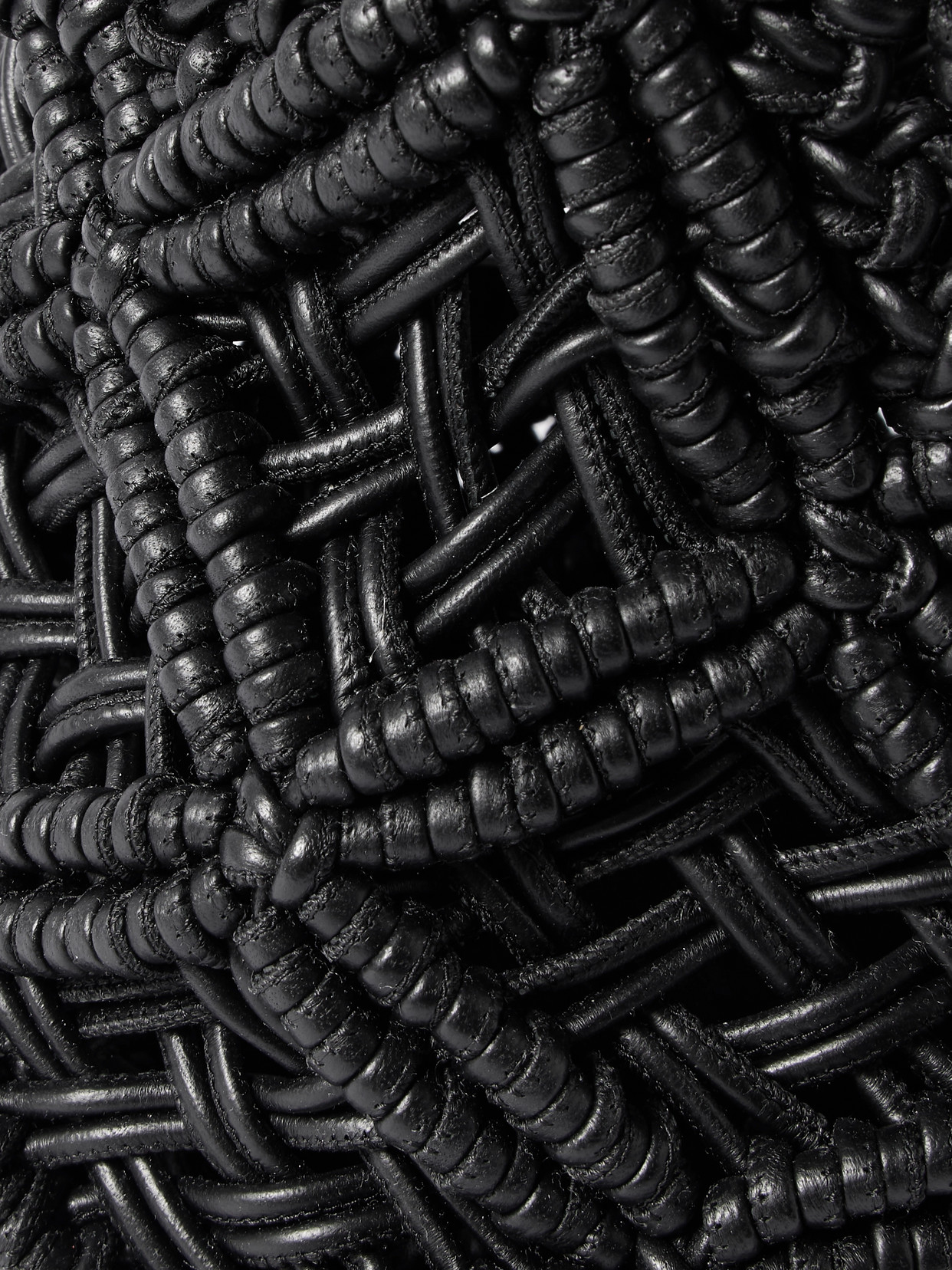 Amanu The Zanzibar Woven Leather Shoulder Bag In Black