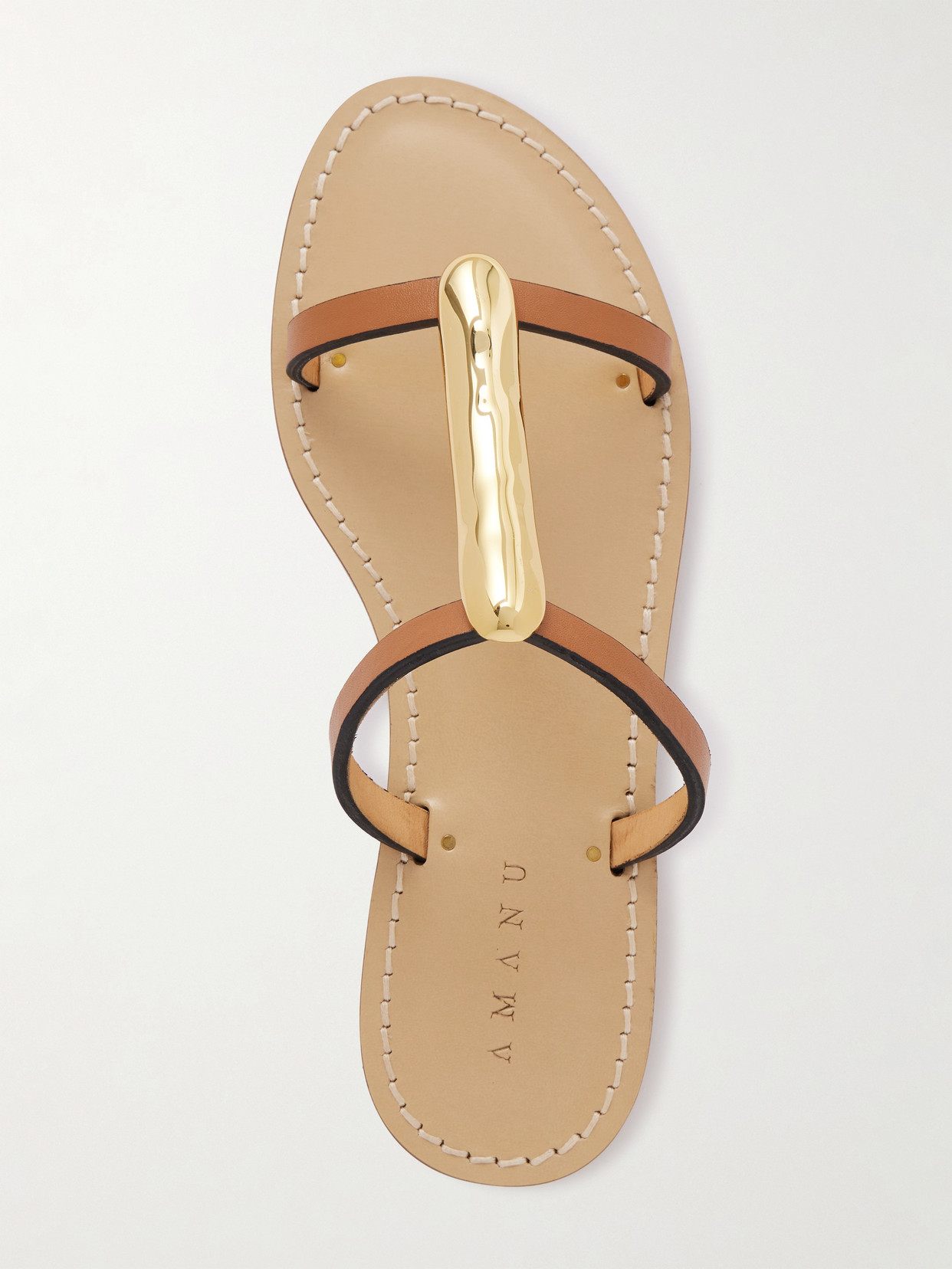 Amanu The Sahara Gold-tone And Leather Sandals In Animal Print