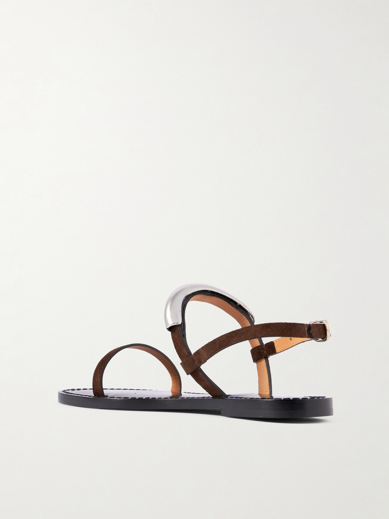 Amanu The Ghana Embellished Leather Slingback Sandals In Brown