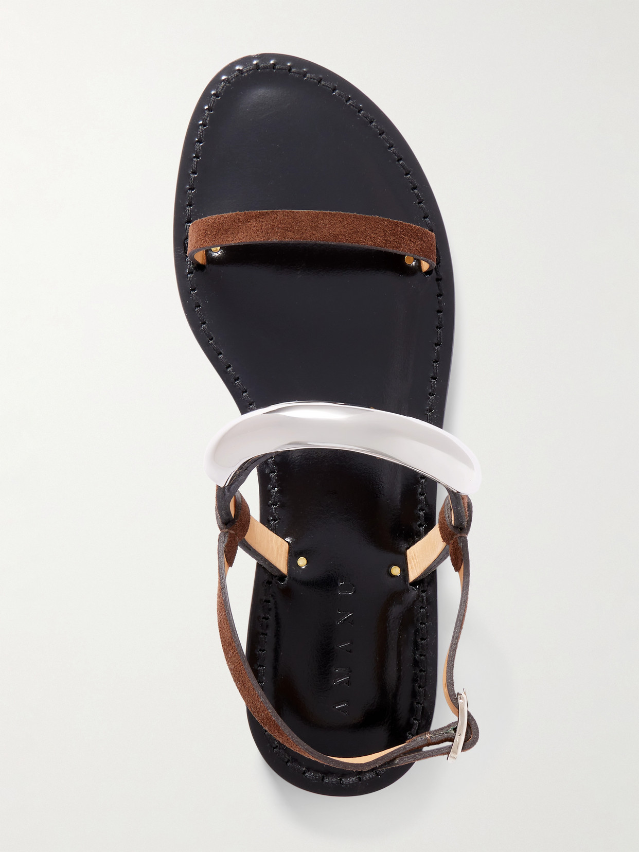 Amanu The Ghana Embellished Leather Slingback Sandals In Brown