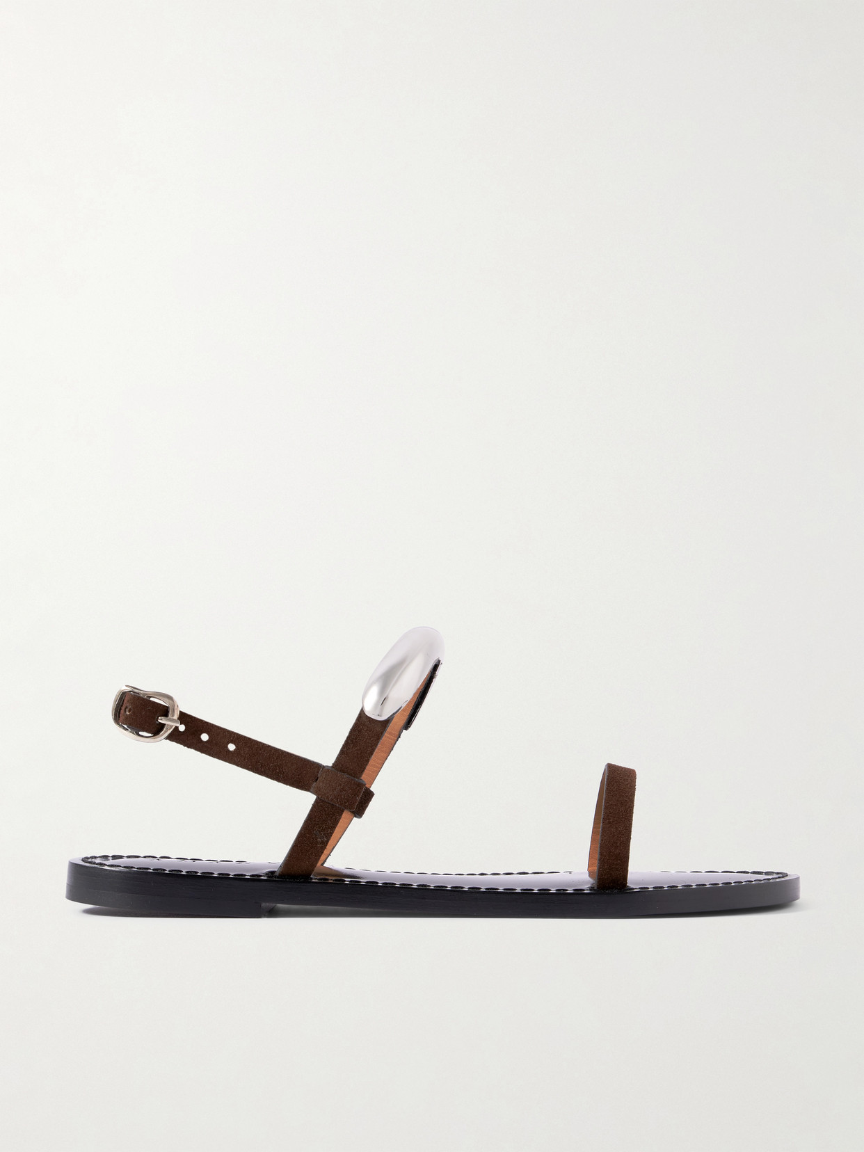 Amanu The Ghana Embellished Leather Slingback Sandals In Brown