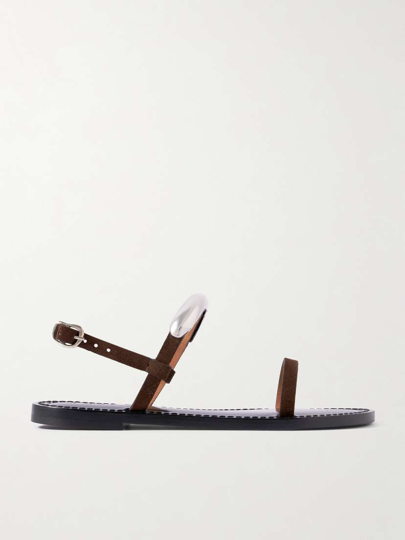 AMANU The Ghana Embellished Leather Slingback Sandals