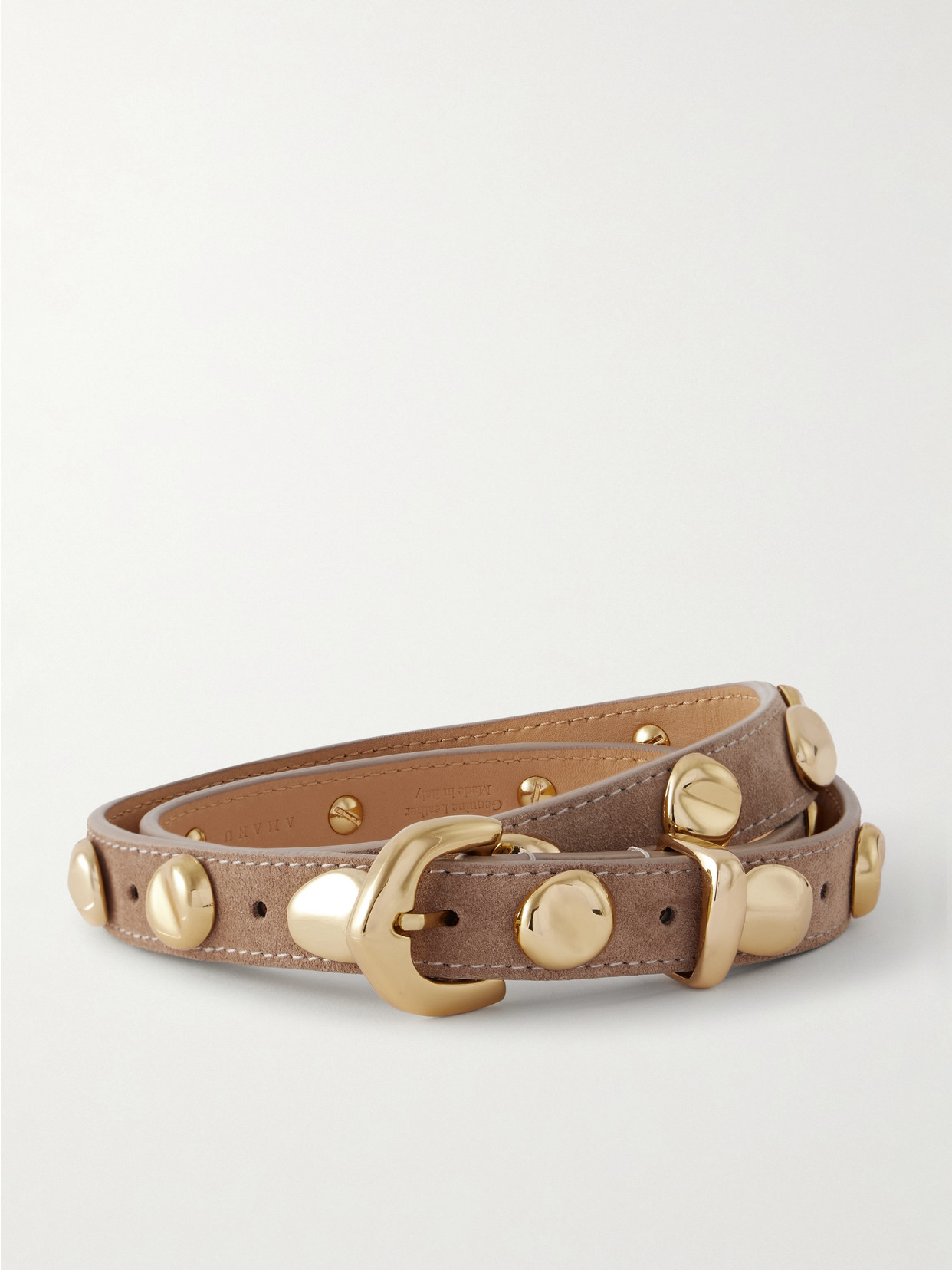 Amanu The Vaal Studded Suede Belt In Neutral