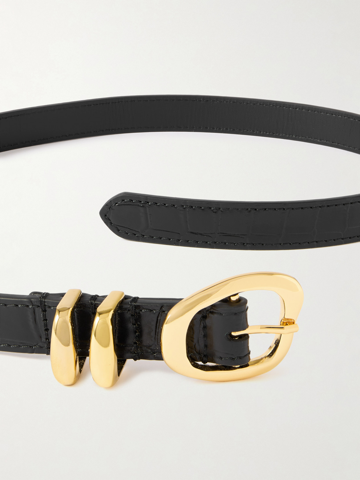 Amanu The Tugela Croc-effect Leather Belt In Black