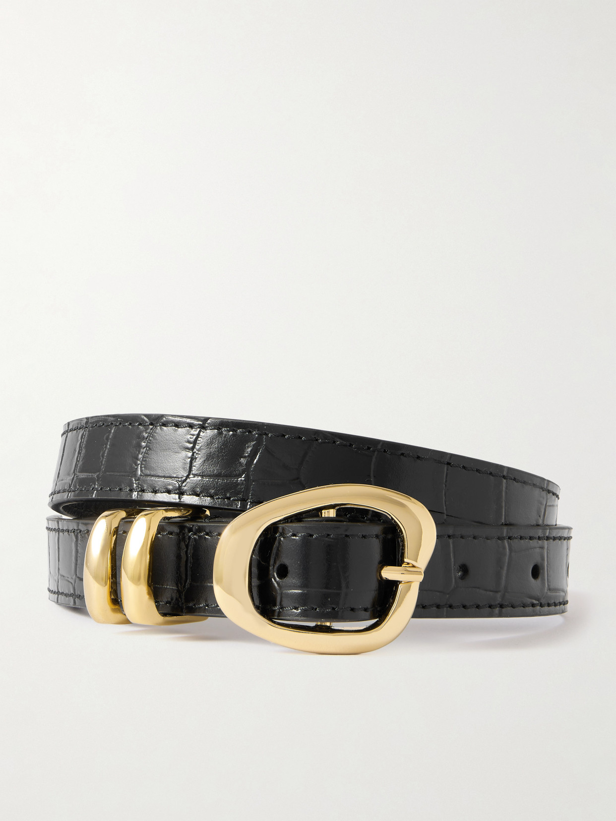 Amanu The Tugela Croc-effect Leather Belt In Black