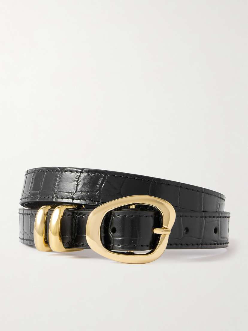 AMANU The Tugela Croc-effect Leather Belt
