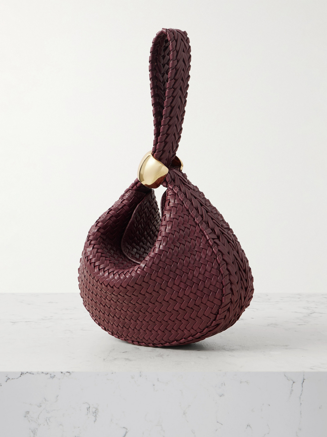 Amanu The Zambia Embellished Woven Leather Tote In Burgundy