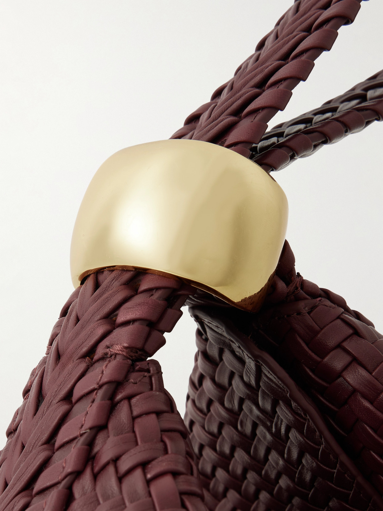 Amanu The Zambia Embellished Woven Leather Tote In Burgundy