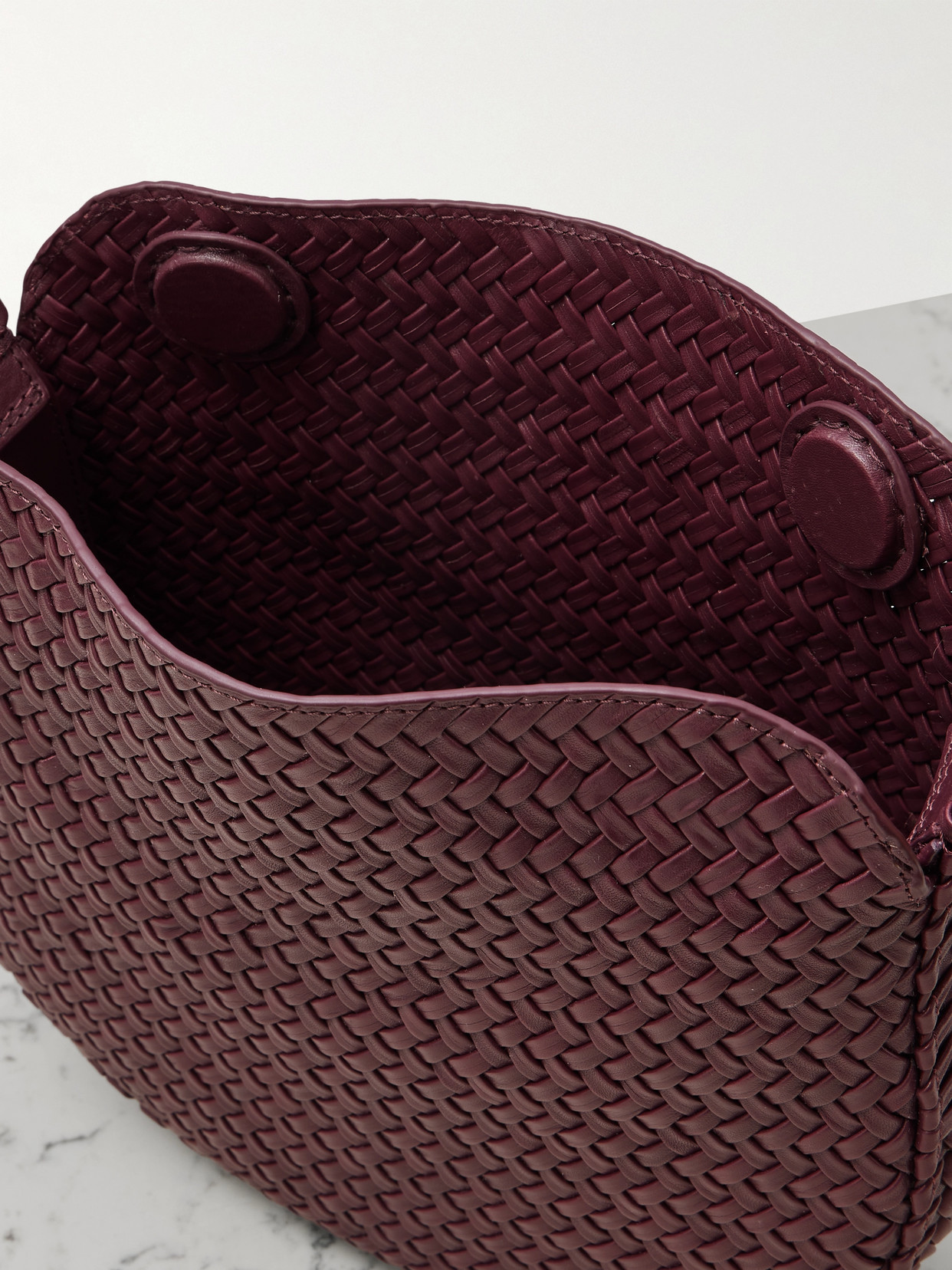 Amanu The Zambia Embellished Woven Leather Tote In Burgundy