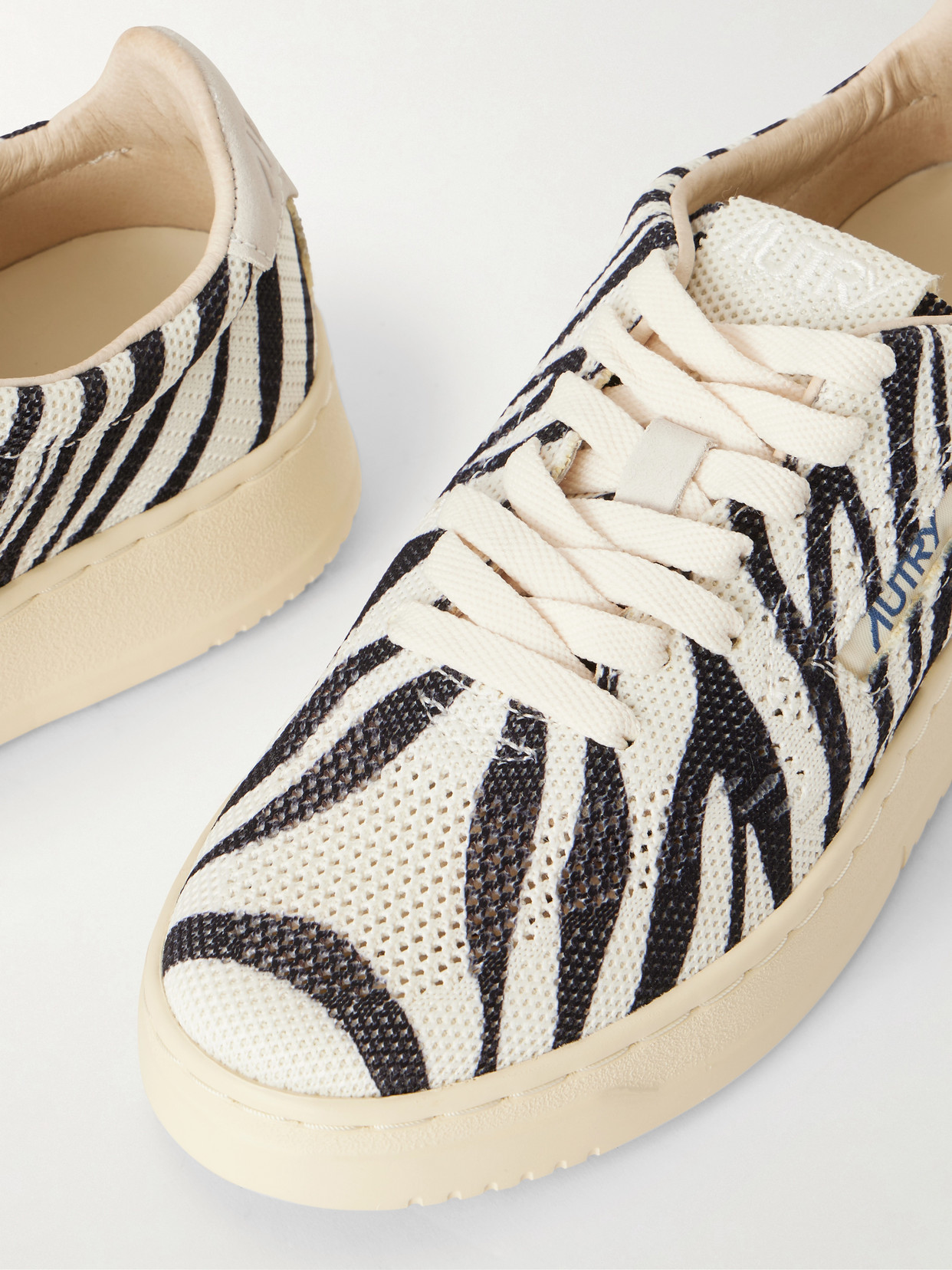 Easyknit Suede-Trimmed Zebra-Print Sneakers