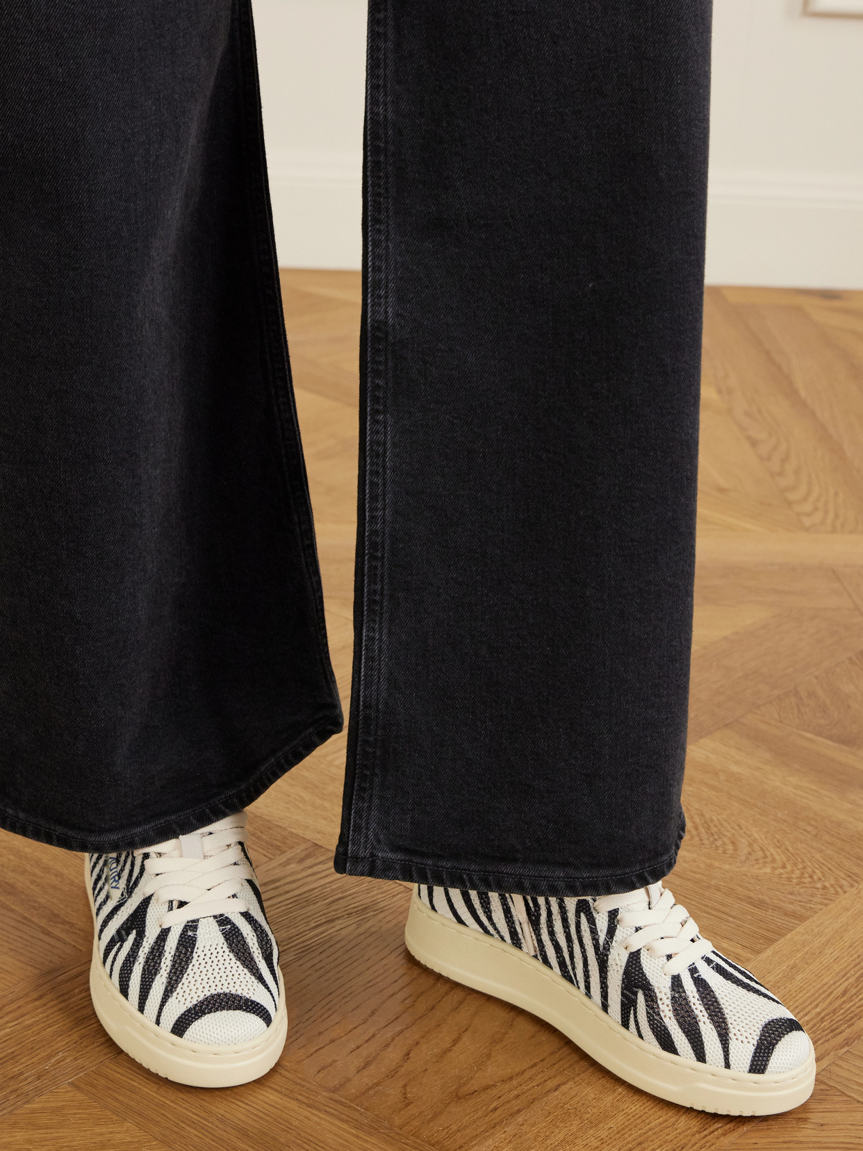 Easyknit Suede-Trimmed Zebra-Print Sneakers