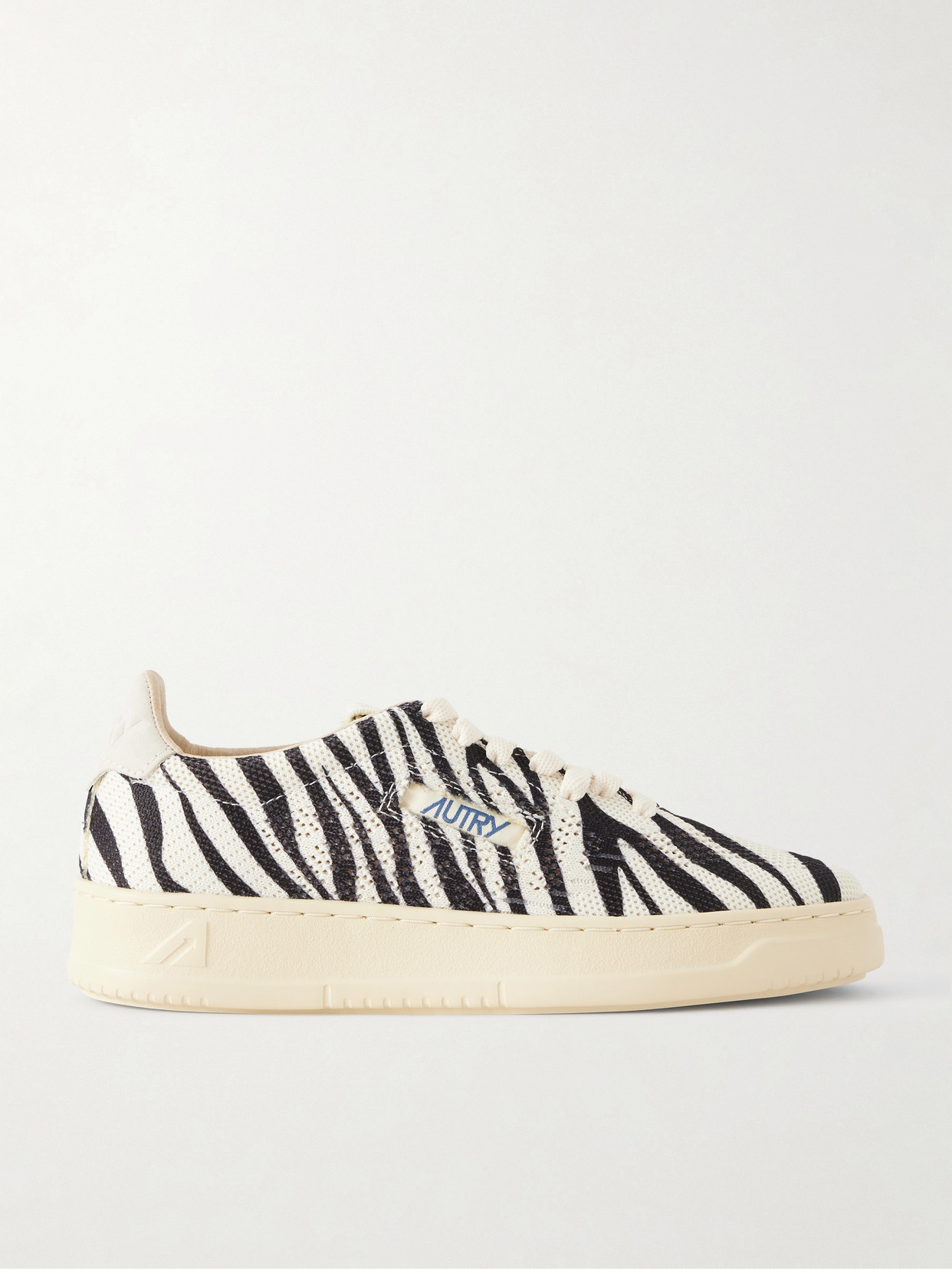 Autry Easyknit Suede-trimmed Zebra-print Knitted Sneakers In Animal Print