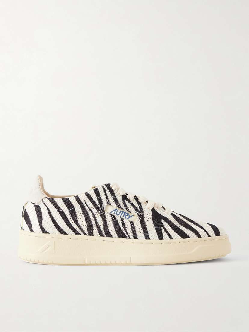 Autry Easyknit Suede-trimmed Zebra-print Knitted Sneakers
