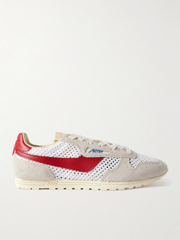 Autry Windspin brushed- suede, open-knit and leather sneakers