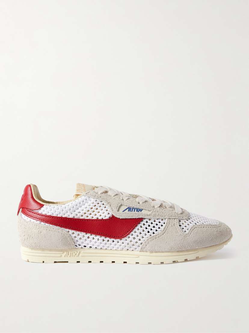 Autry Windspin Brushed- Suede, Open-knit And Leather Sneakers