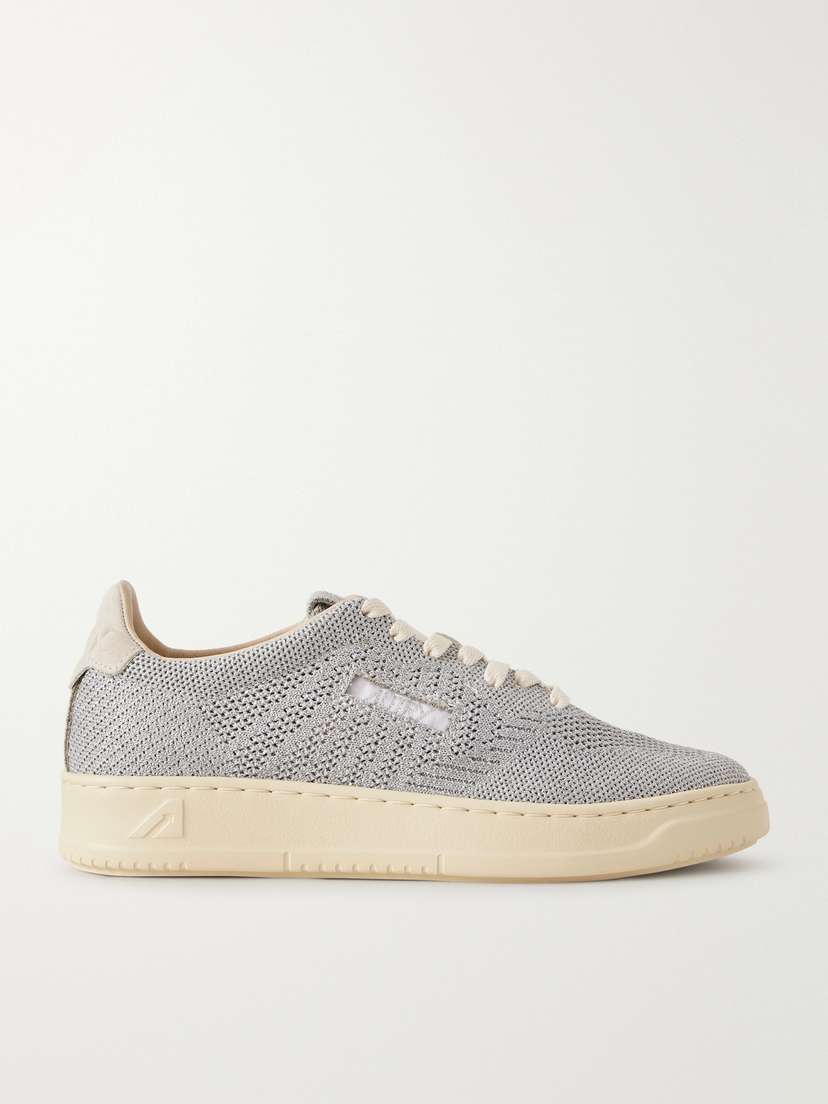 Autry Easyknit Suede-trimmed Metallic Knitted Sneakers