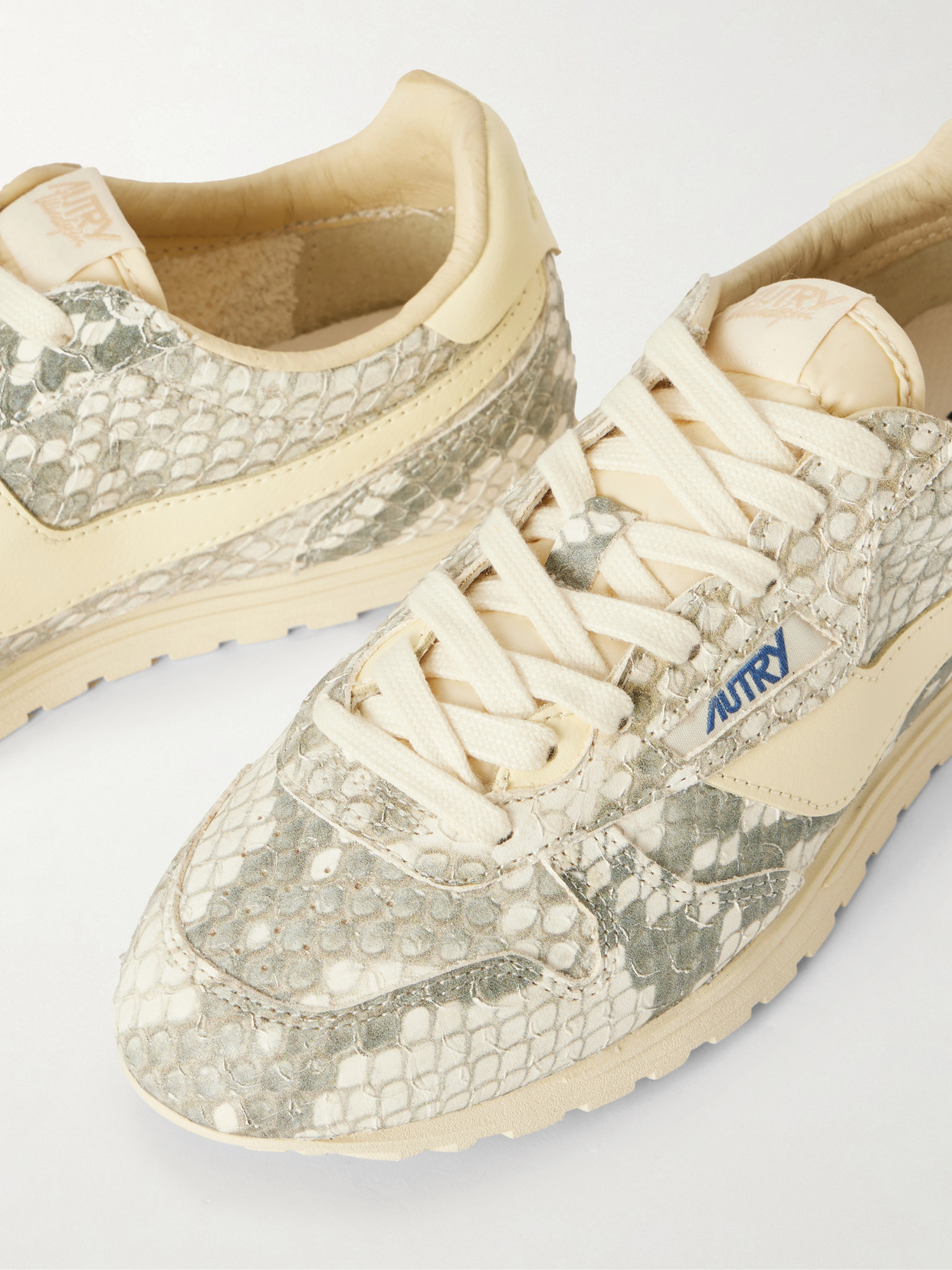 Autry White Grey Windspin Python Sneakers In Neutral