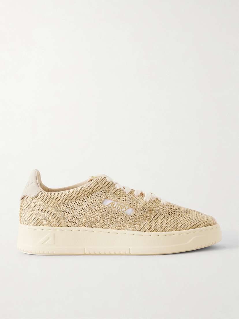 Autry Easyknit Suede-trimmed Metallic Knitted Sneakers