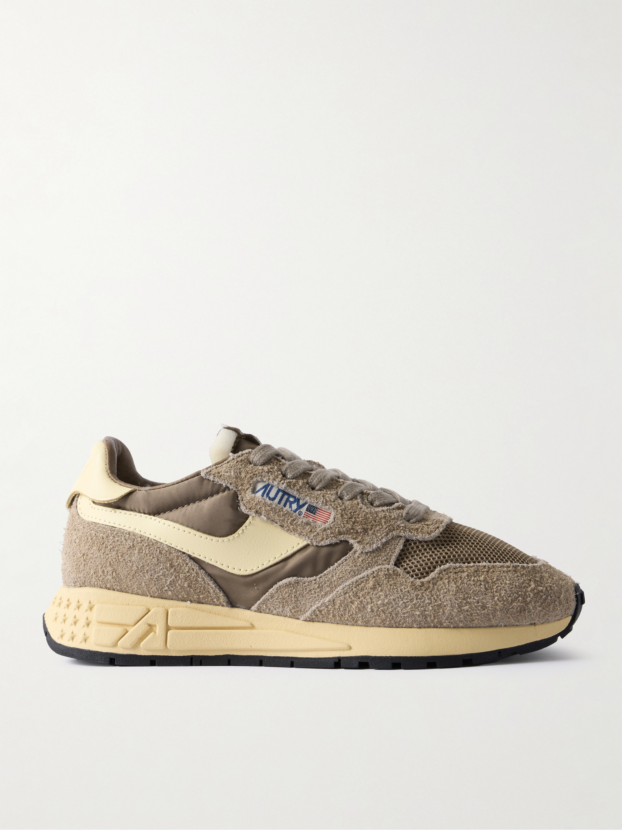 Autry Reelwind Low leather-trimmed suede, mesh and shell sneakers