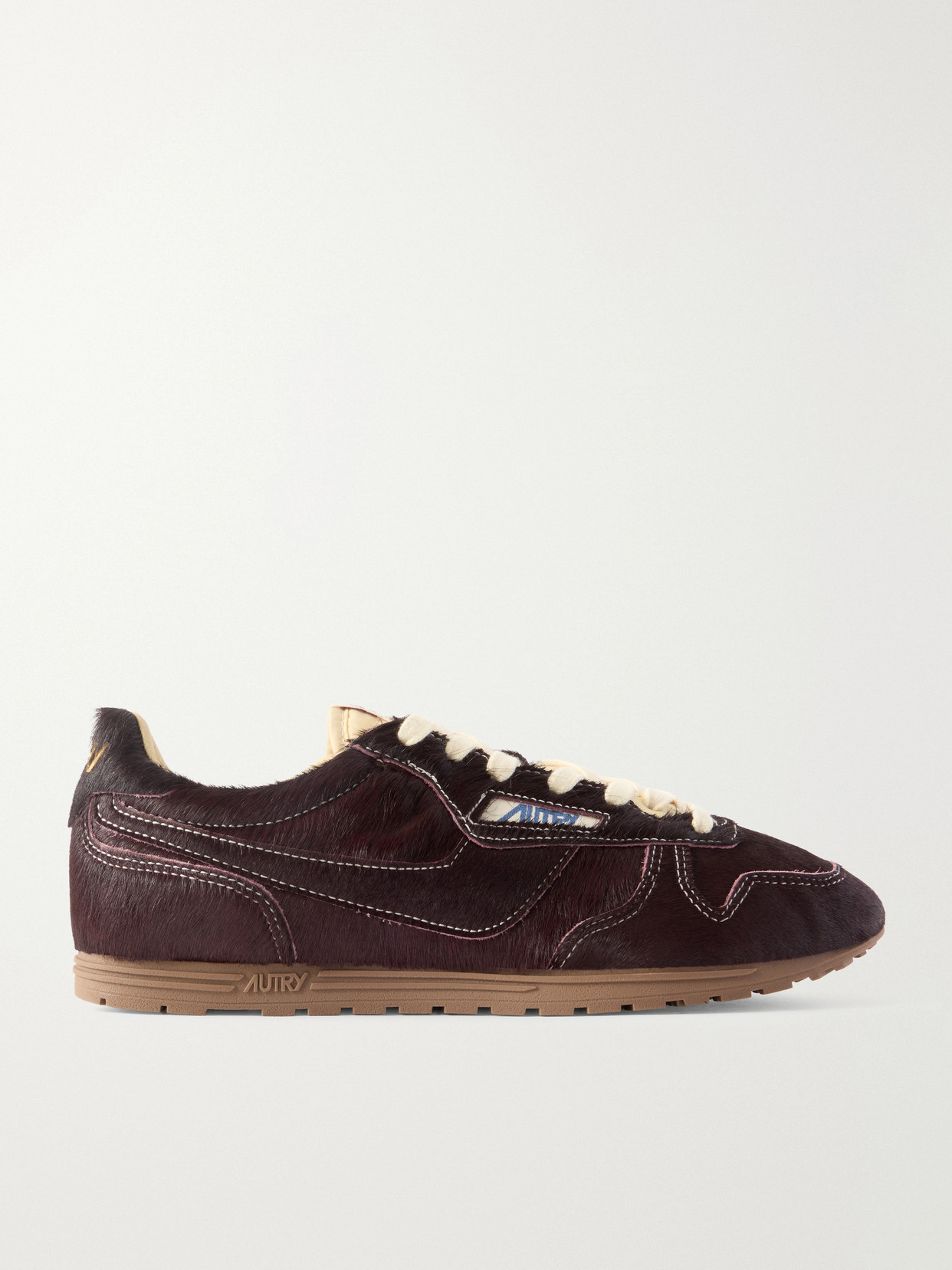 Autry Windspin Calf Hair Sneakers In Burgundy