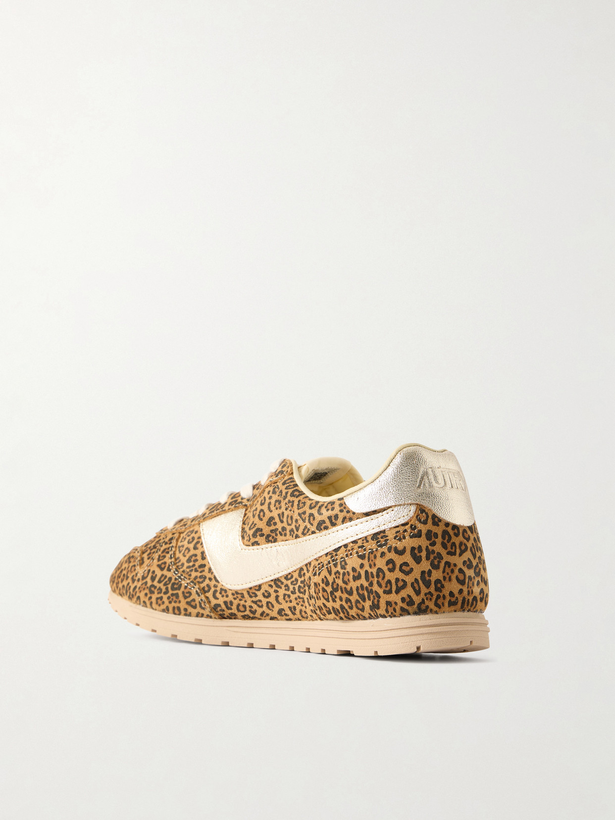 Autry Brushed Suede And Leather Sneakers With Jacquard Logo In Multi