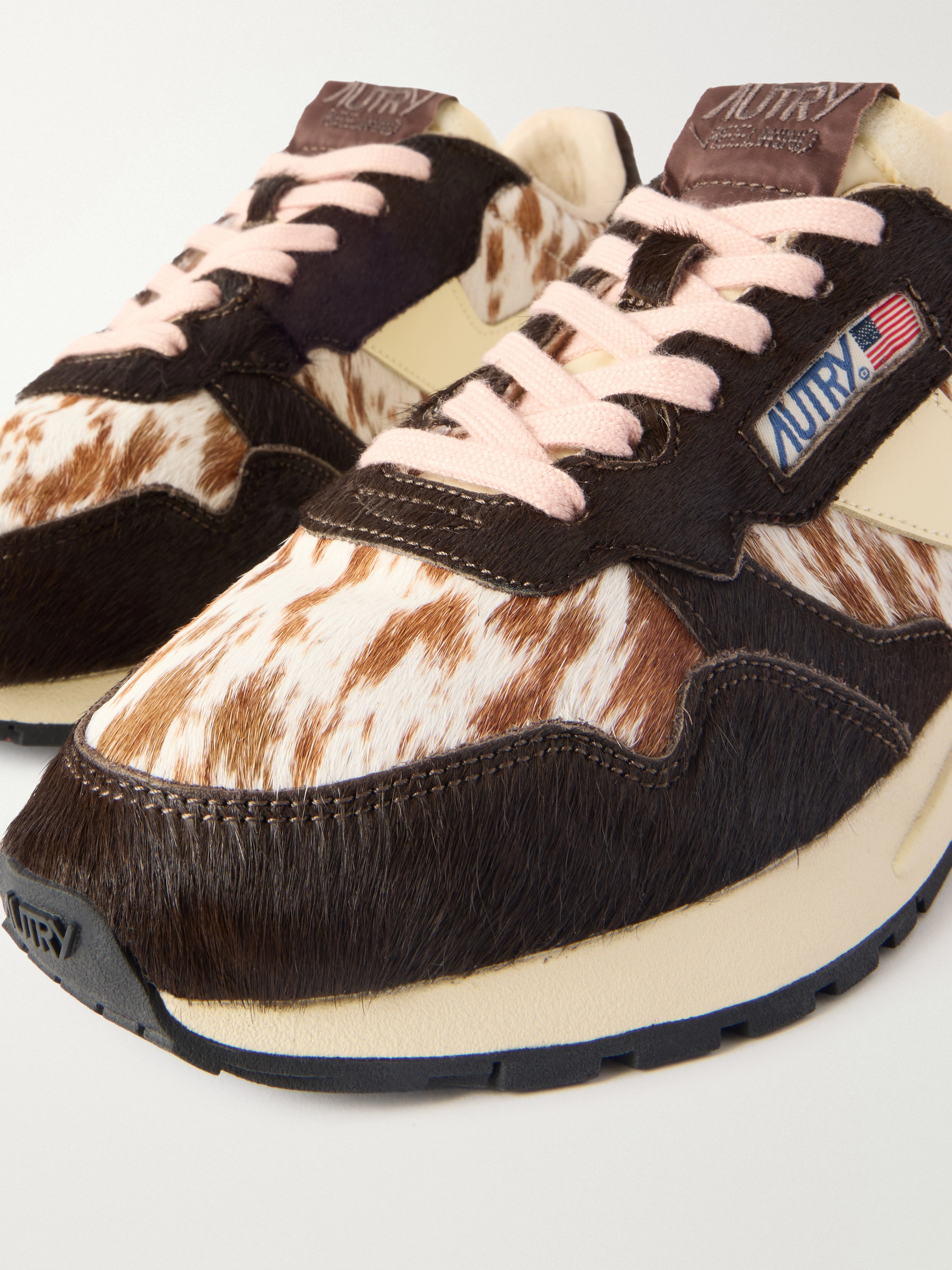 Autry Reelwind Low leather-trimmed printed calf hair sneakers thumbnail