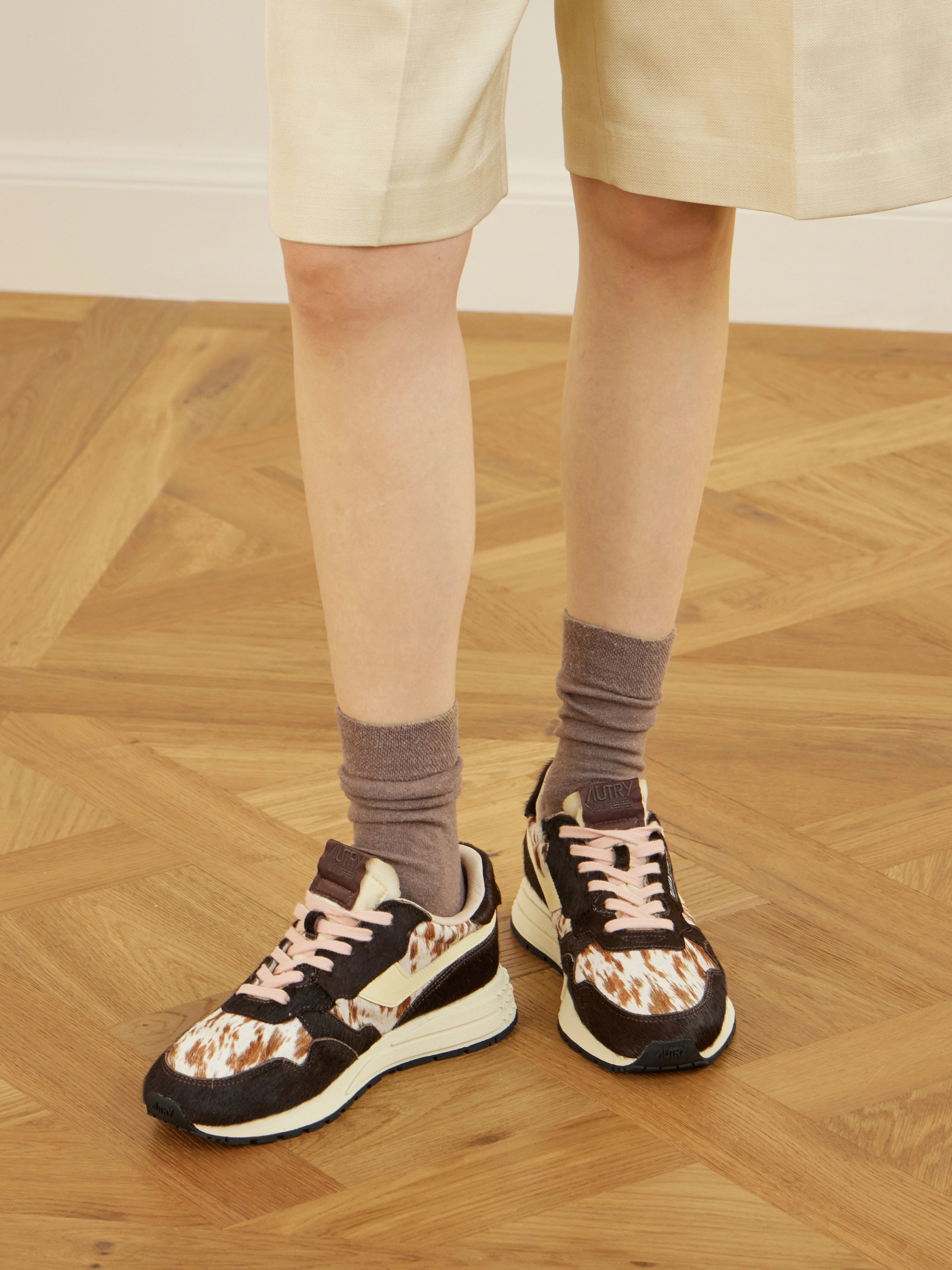 Autry Reelwind Low leather-trimmed printed calf hair sneakers thumbnail