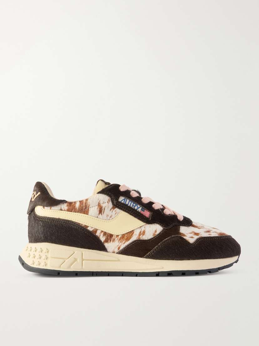 Autry Reelwind Low Leather-trimmed Printed Calf Hair Sneakers