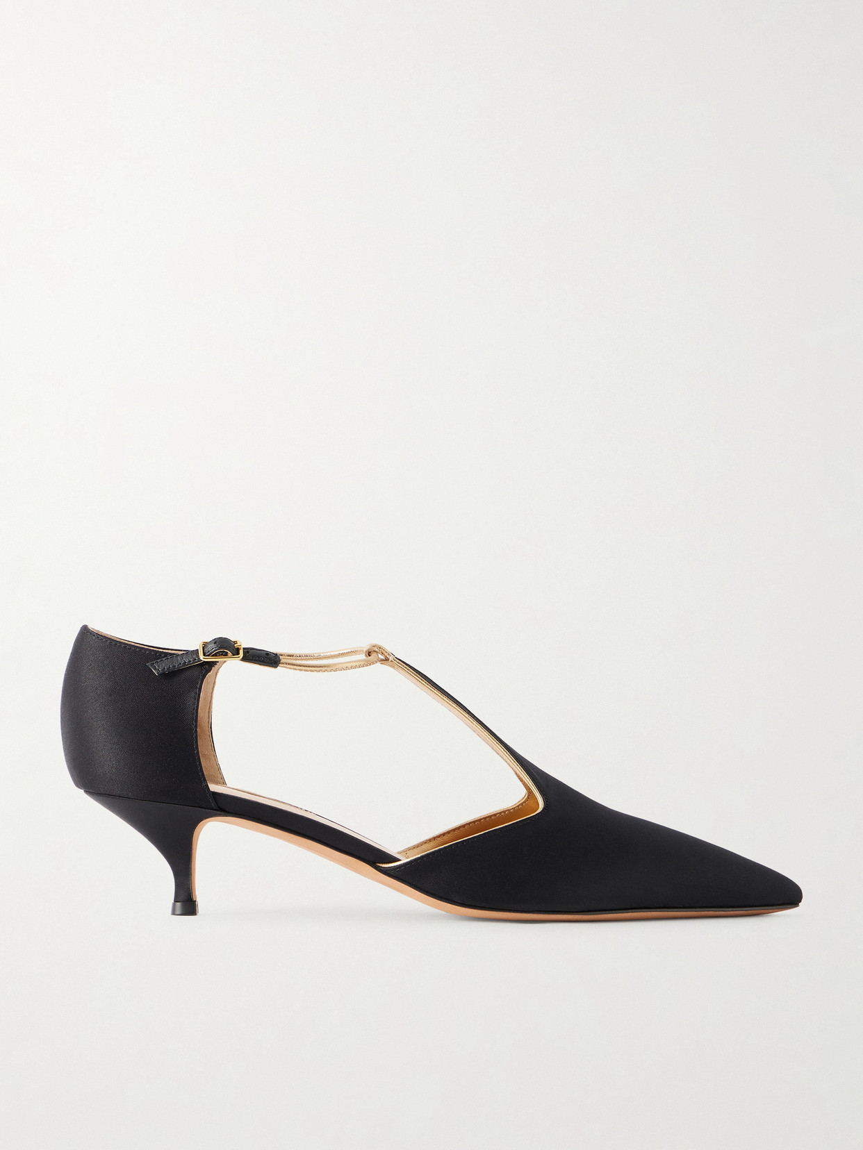 Emme Parsons Leandra Leather-trimmed Satin Pumps In Black