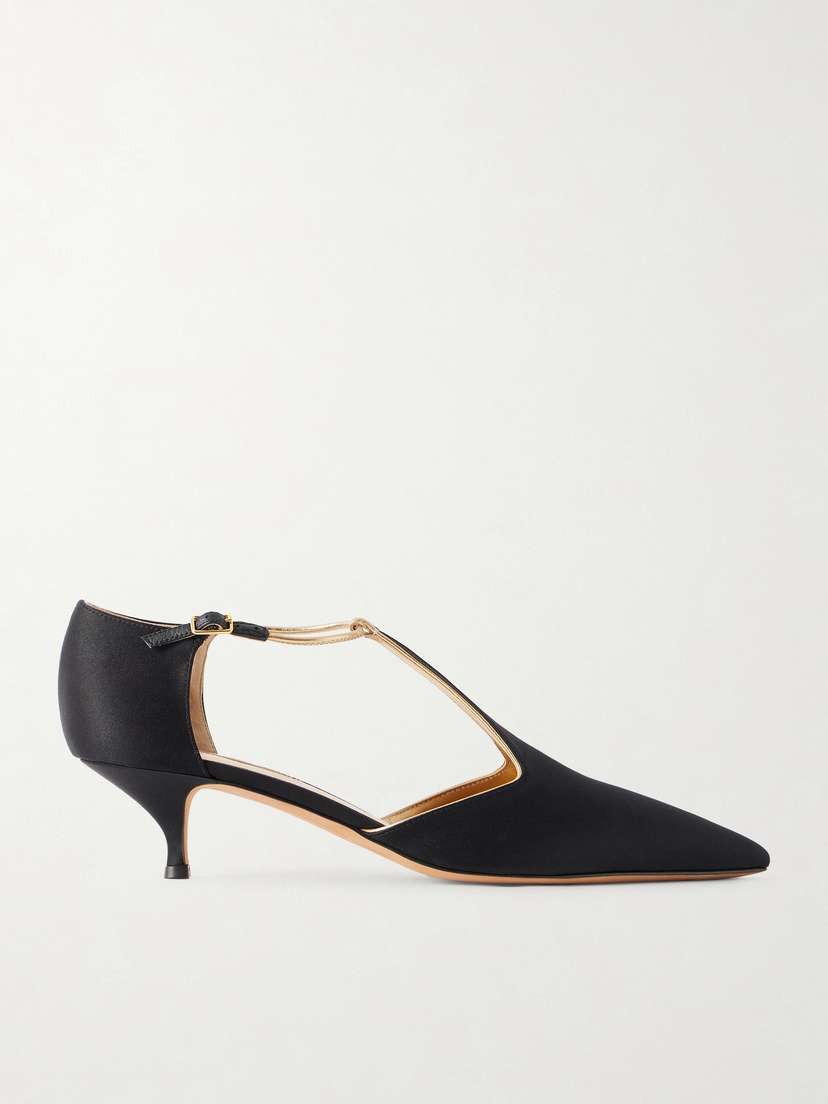 Emme Parsons Leandra Leather-trimmed Satin Pumps
