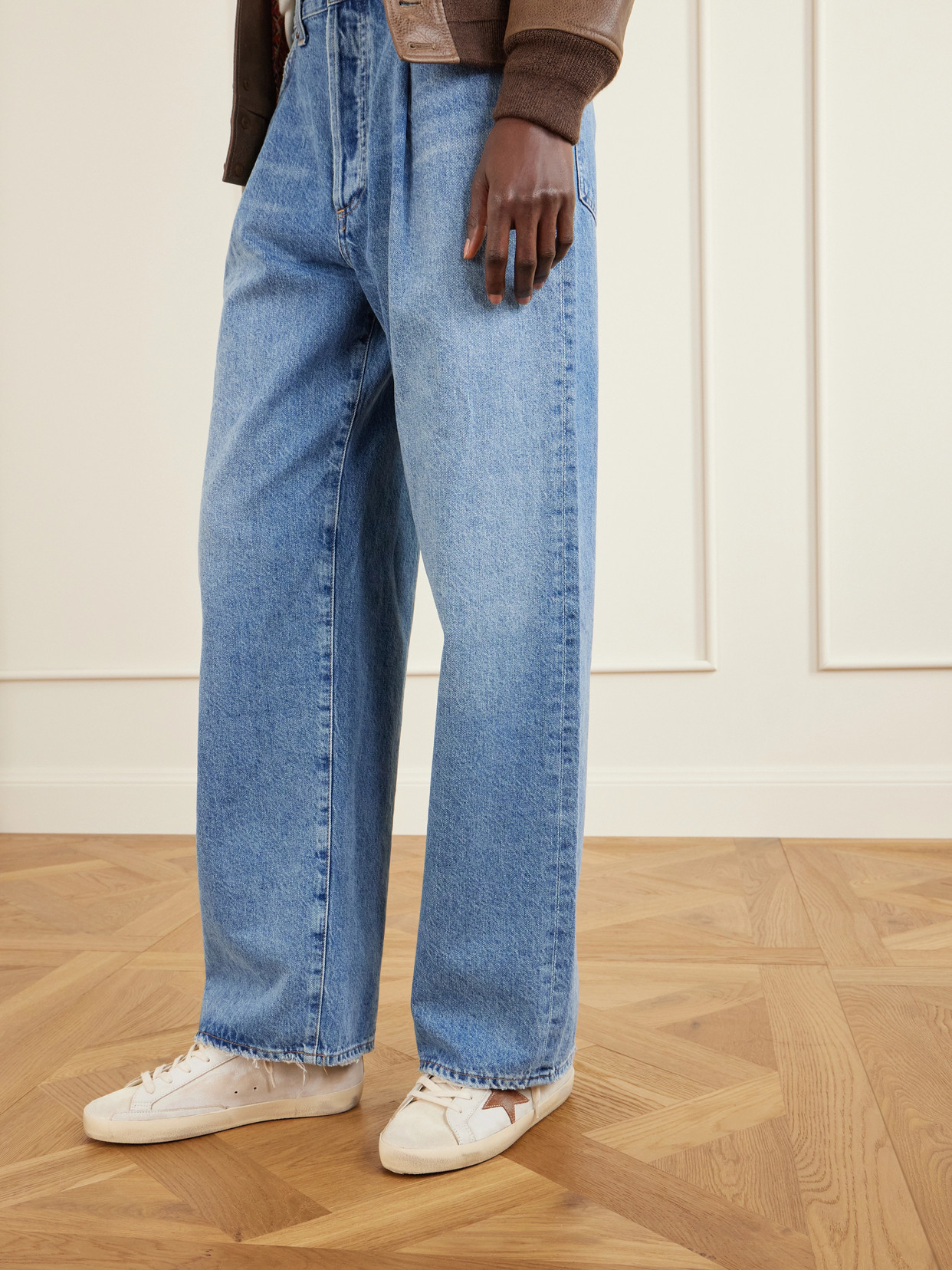 Golden Goose Super Star Calf Hair And Suede-trimmed Distressed Leather Sneakers In White