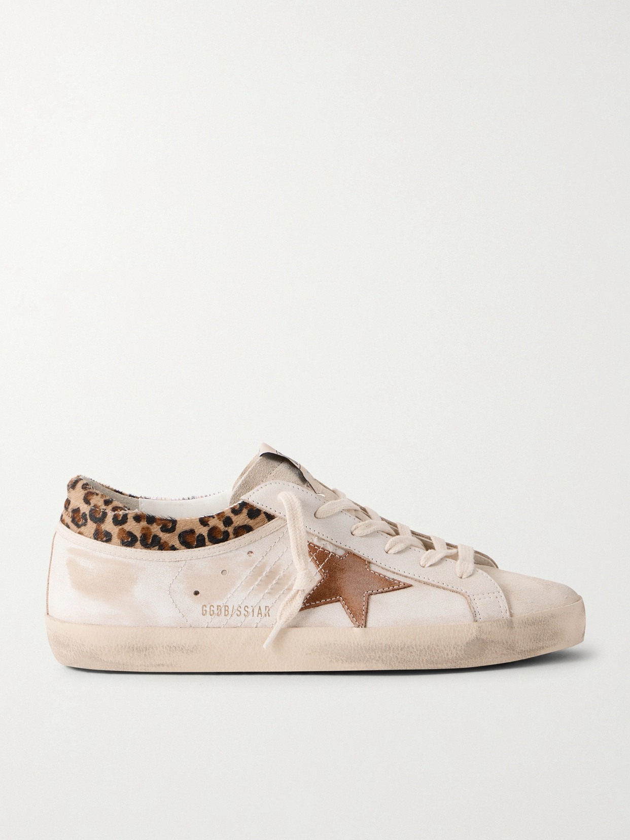 Golden Goose Super Star Calf Hair And Suede-trimmed Distressed Leather Sneakers In White