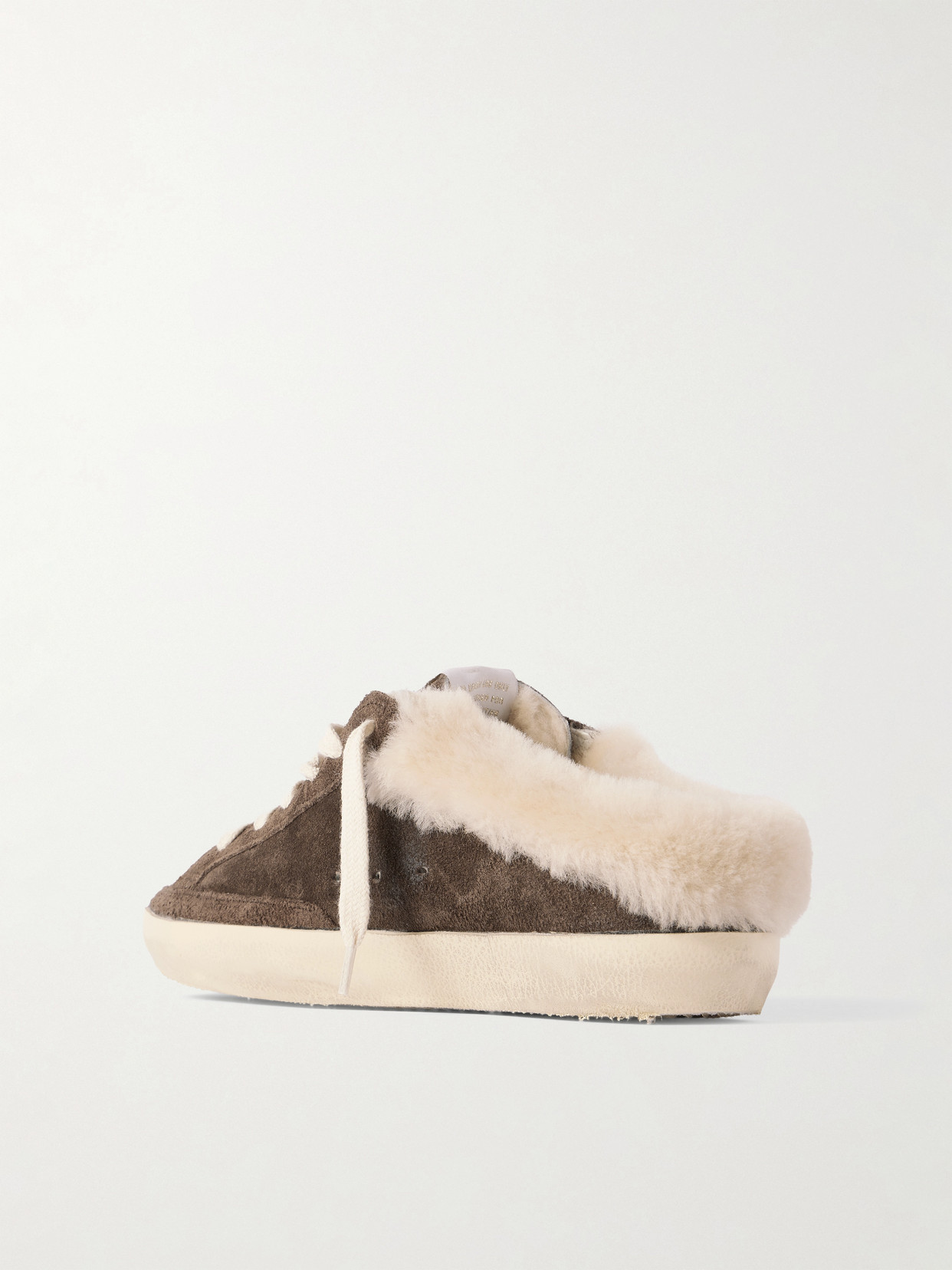 Golden Goose Super-star Sabot Shearling-lined Calf Hair-trimmed Distressed Suede Slip-on Sneakers In Brown