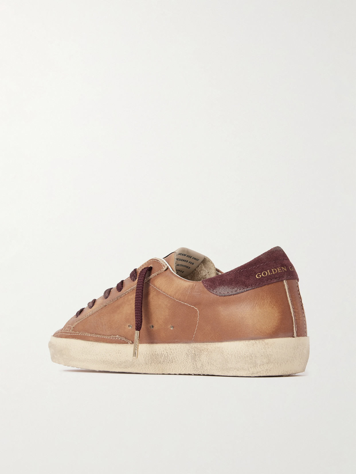 Golden Goose Super-star Distressed Suede-trimmed Leather Sneakers In Brown
