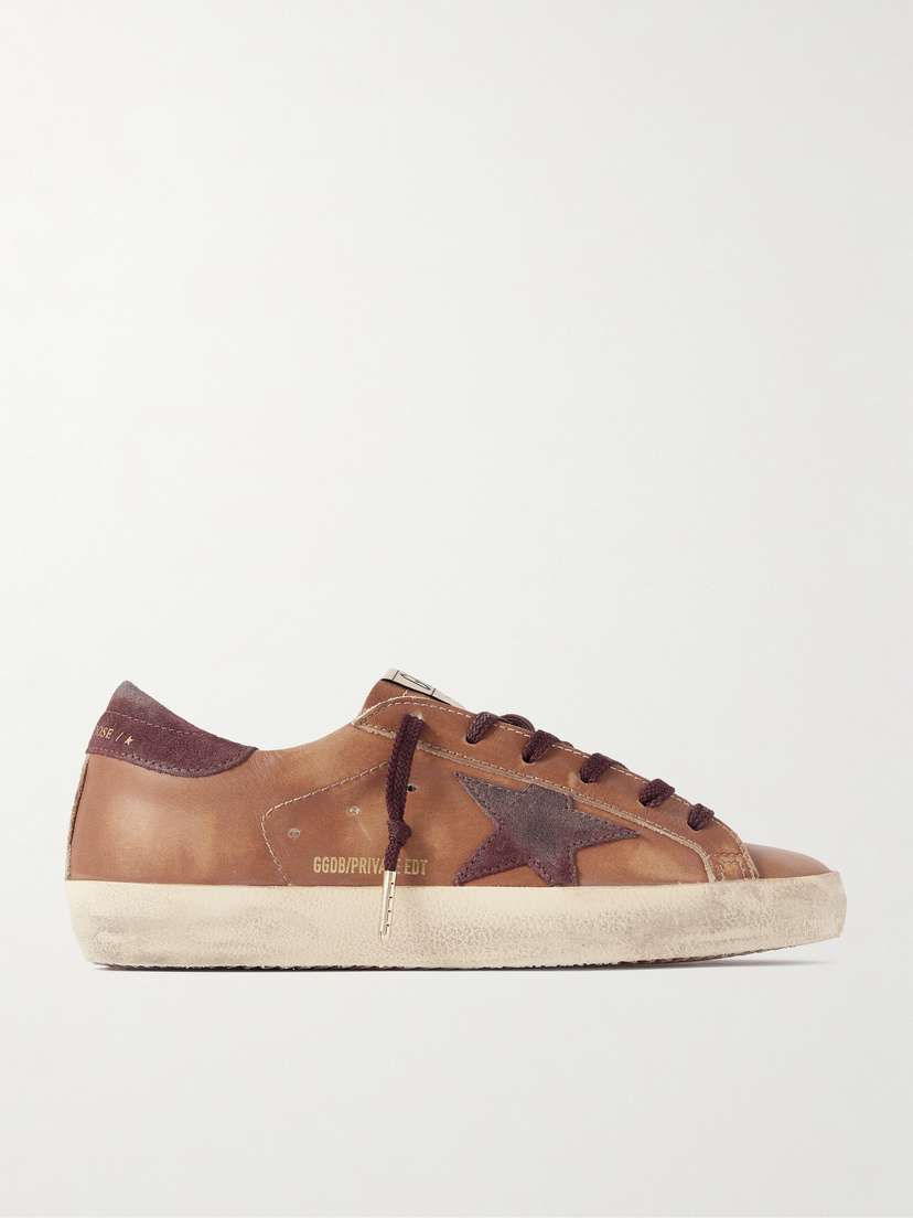 Golden Goose Super-star Distressed Suede-trimmed Leather Sneakers