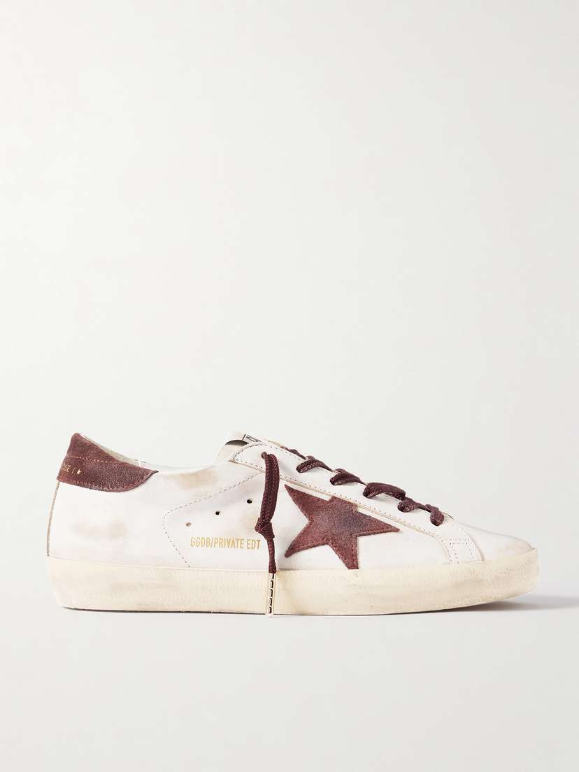 Golden Goose Super-star Distressed Suede-trimmed Leather Sneakers