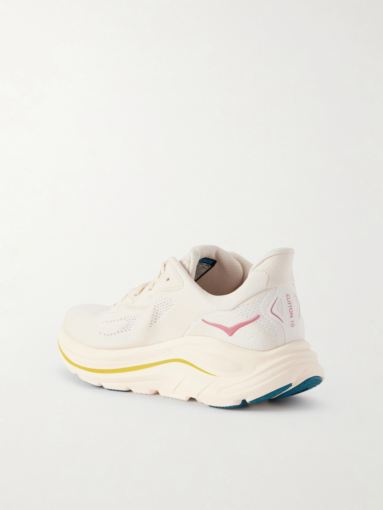 Hoka Clifton 10 Rubber-trimmed Jacquard-mesh Sneakers In Neutral