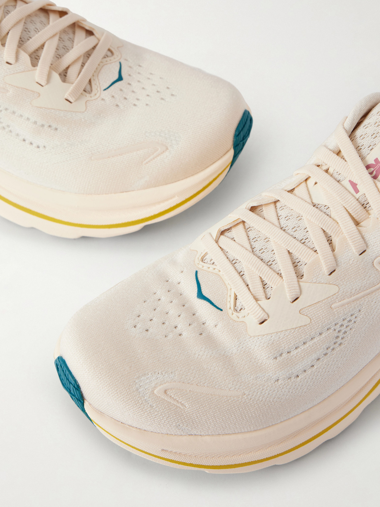 Hoka Clifton 10 Rubber-trimmed Jacquard-mesh Sneakers In Neutral